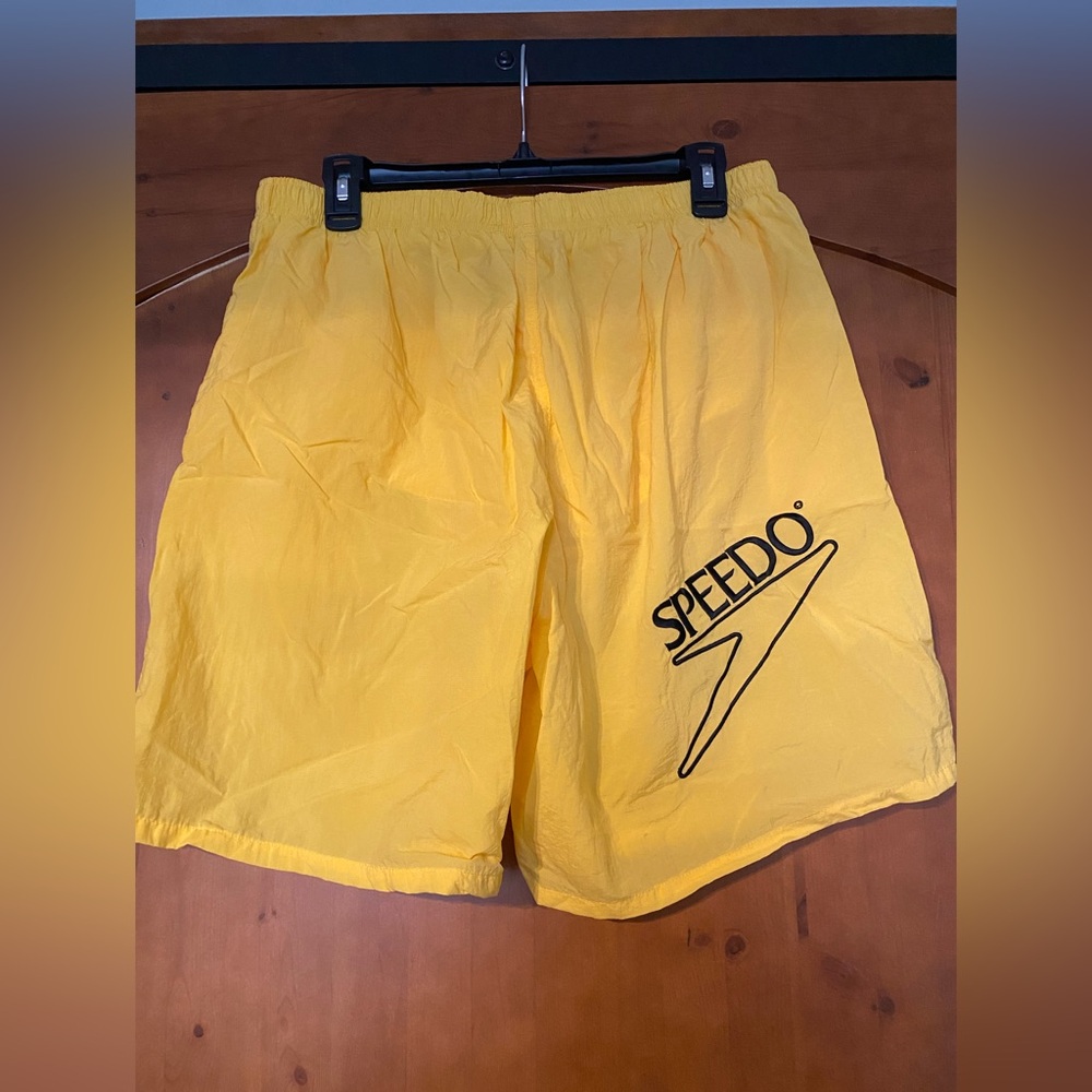 Vintage Speedo Spellout Yellow Swim Trunks 90’s